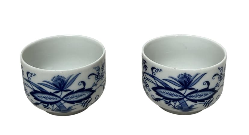 Cukiernica wzór cebulowy, porcelana biała niebieska, Oscar Schaller, Niemcy