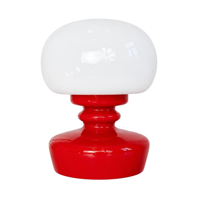 Table lamp, red white glass, by Š. Tabera, OPP Jihlava, Czechoslovakia, 1970s.