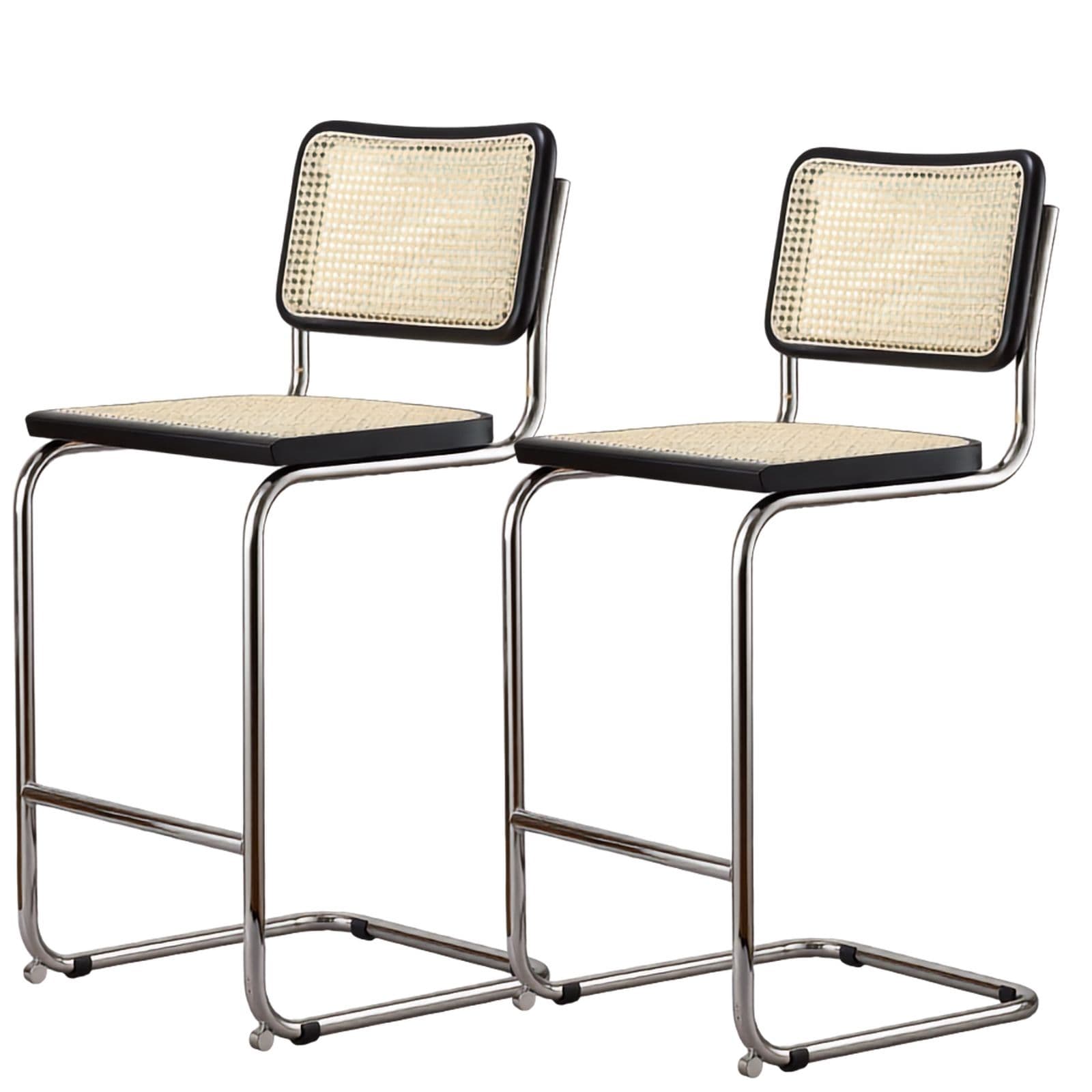 Zestaw dwóch hokerów z giętej stali wg proj. M. Breuer, wys.103 cm, Bauhaus, czarne