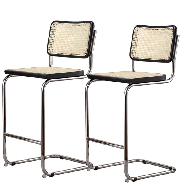 Zestaw dwóch hokerów z giętej stali wg proj. M. Breuer, wys.103 cm, Bauhaus, czarne - WYMIARY