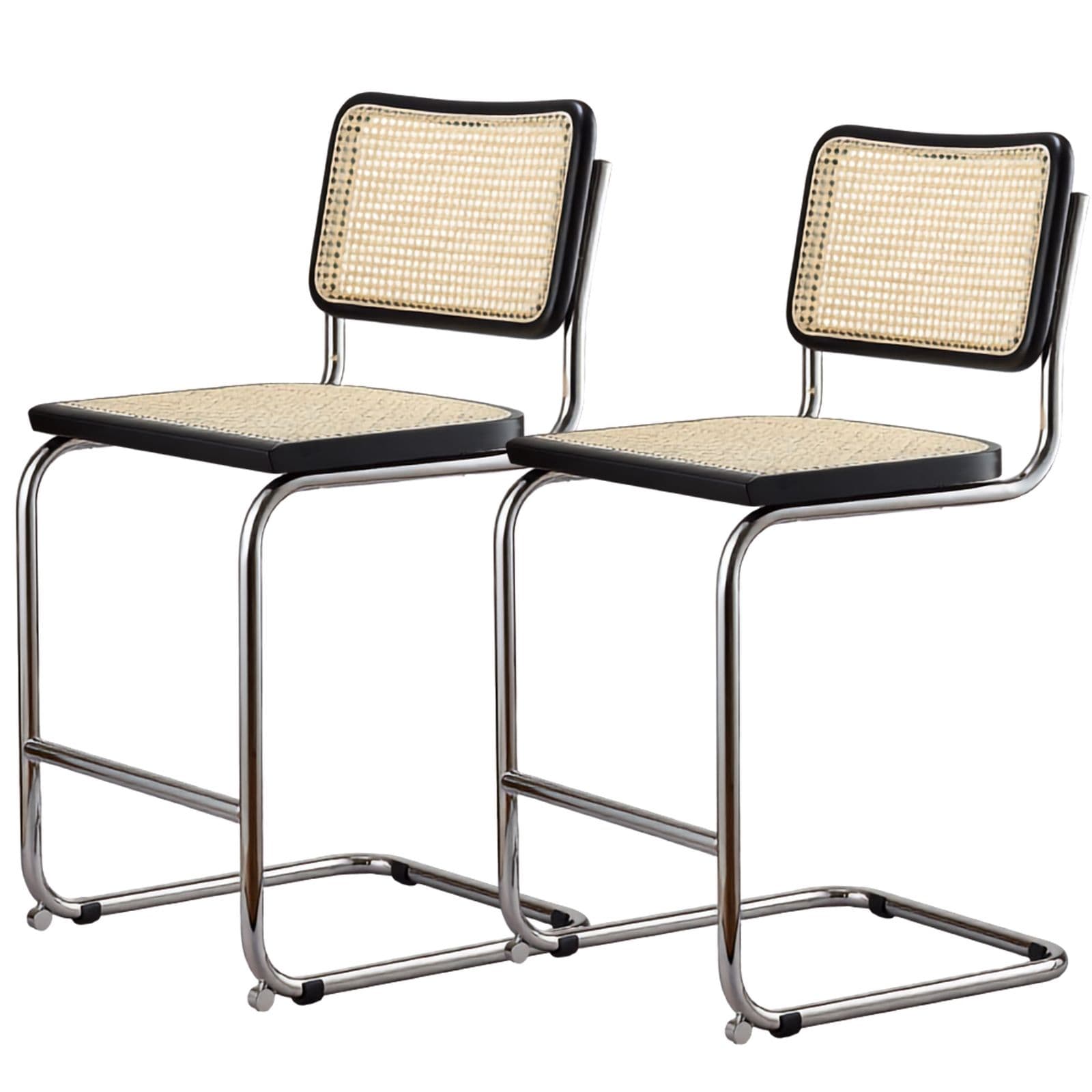 Zestaw dwóch hokerów z giętej stali wg proj. M. Breuer, wys.93 cm, Bauhaus, czarne