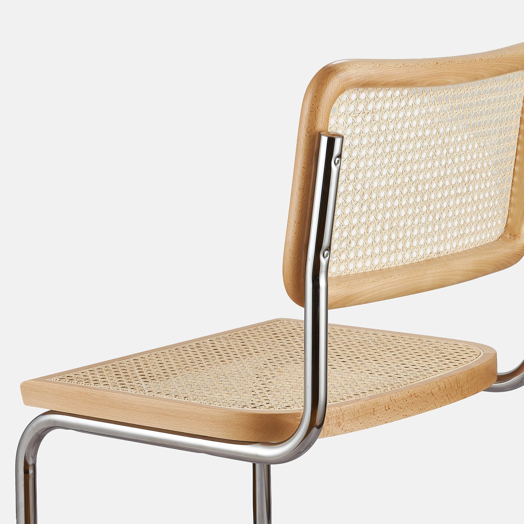 Zestaw dwóch hokerów z giętej stali wg proj. M. Breuer, wys.93 cm, Bauhaus, buk naturalny - 350477