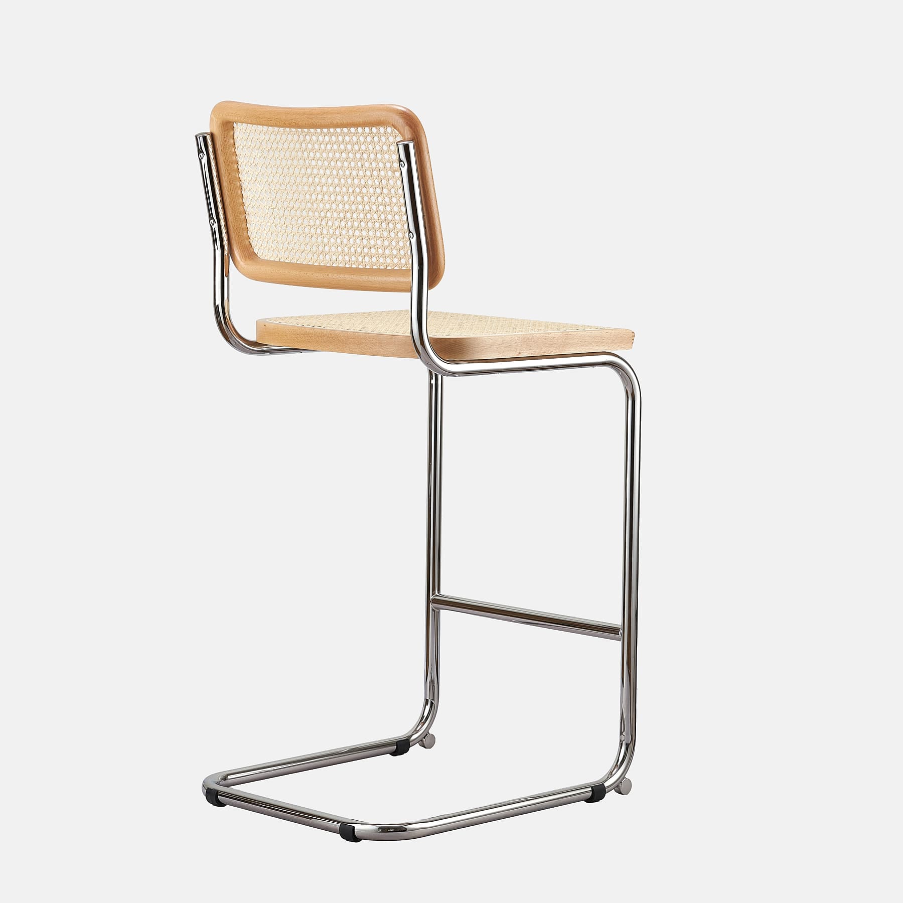 Zestaw dwóch hokerów z giętej stali wg proj. M. Breuer, wys.103 cm, Bauhaus, naturalny buk - 350473