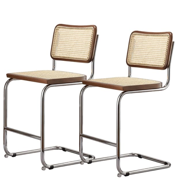 Zestaw dwóch hokerów z giętej stali wg proj. M. Breuer, wys.93 cm, Bauhaus, brązowe - WYMIARY