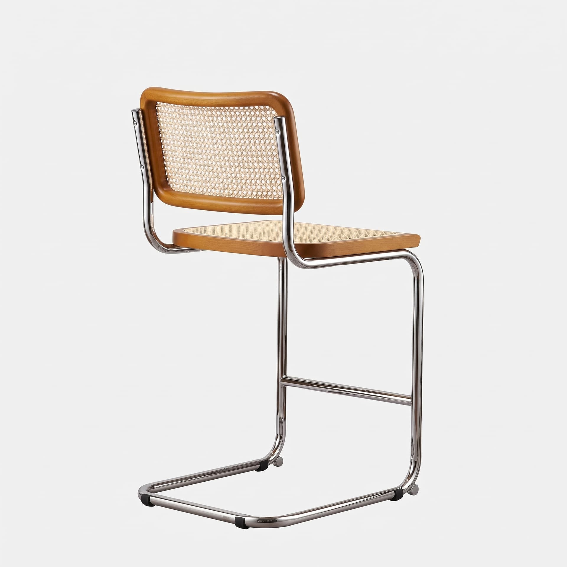 Zestaw dwóch hokerów z giętej stali wg proj. M. Breuer, wys.93 cm, Bauhaus, miodowe - 372917