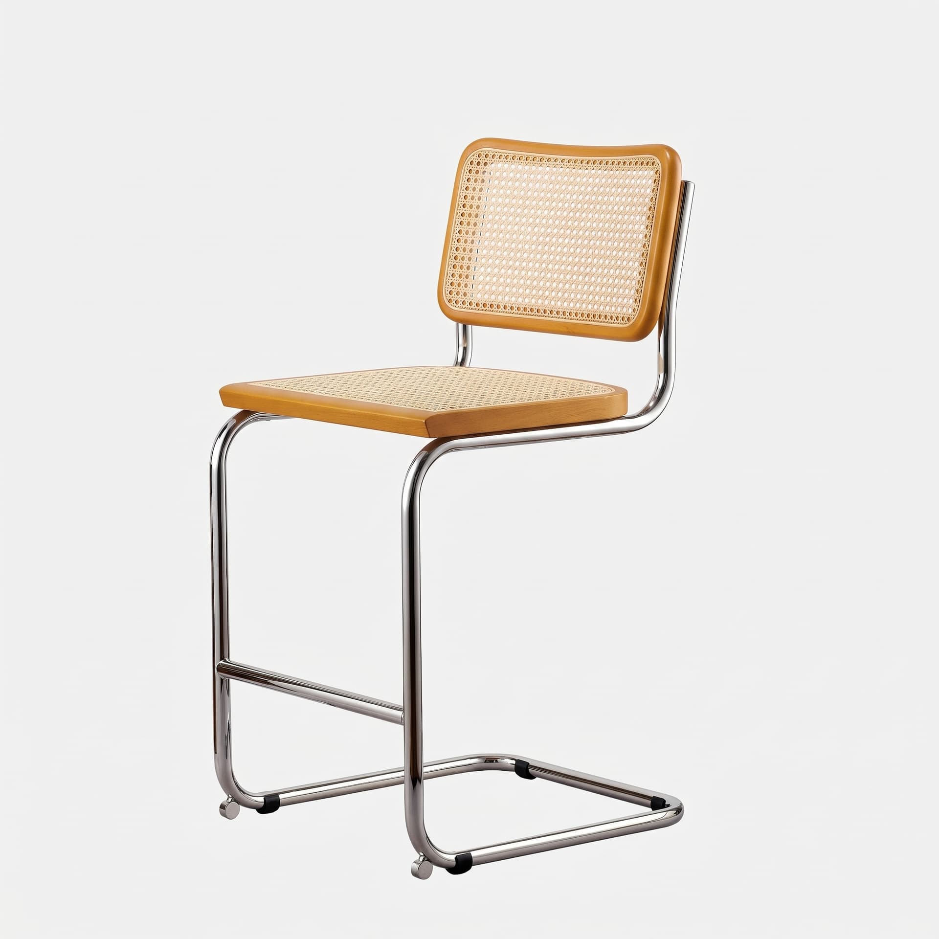 Zestaw dwóch hokerów z giętej stali wg proj. M. Breuer, wys.93 cm, Bauhaus, miodowe - 372914