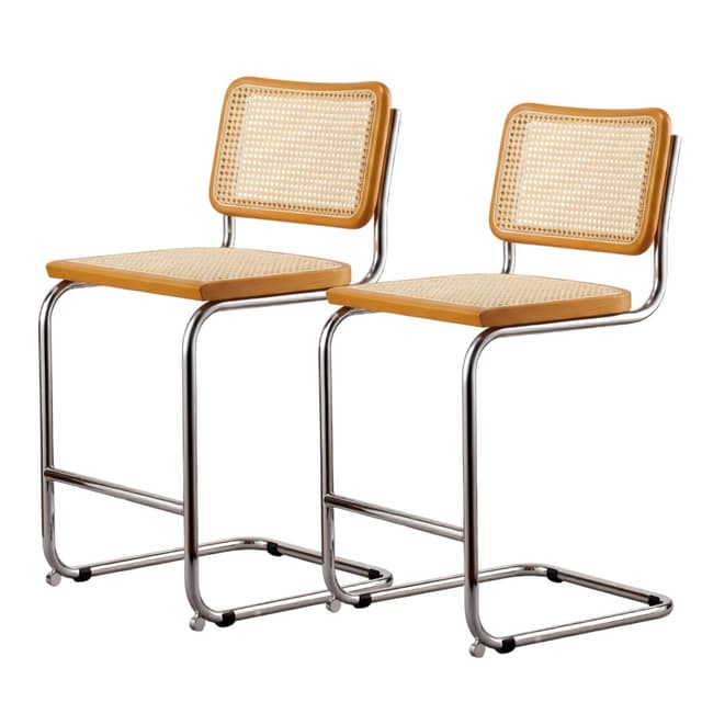 Zestaw dwóch hokerów z giętej stali wg proj. M. Breuer, wys.93 cm, Bauhaus, miodowe - WYMIARY