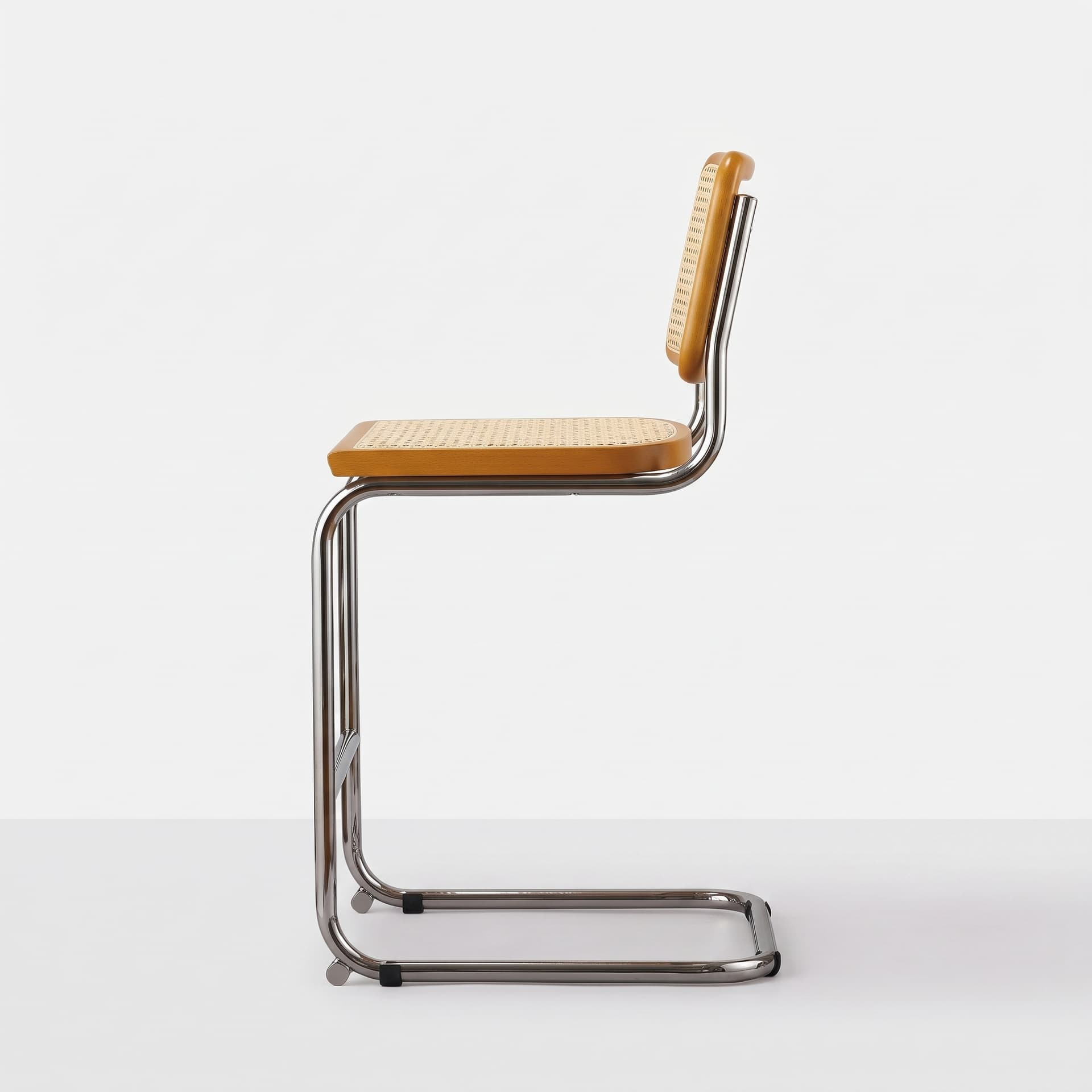 Zestaw dwóch hokerów z giętej stali wg proj. M. Breuer, wys.93 cm, Bauhaus, miodowe - 372916