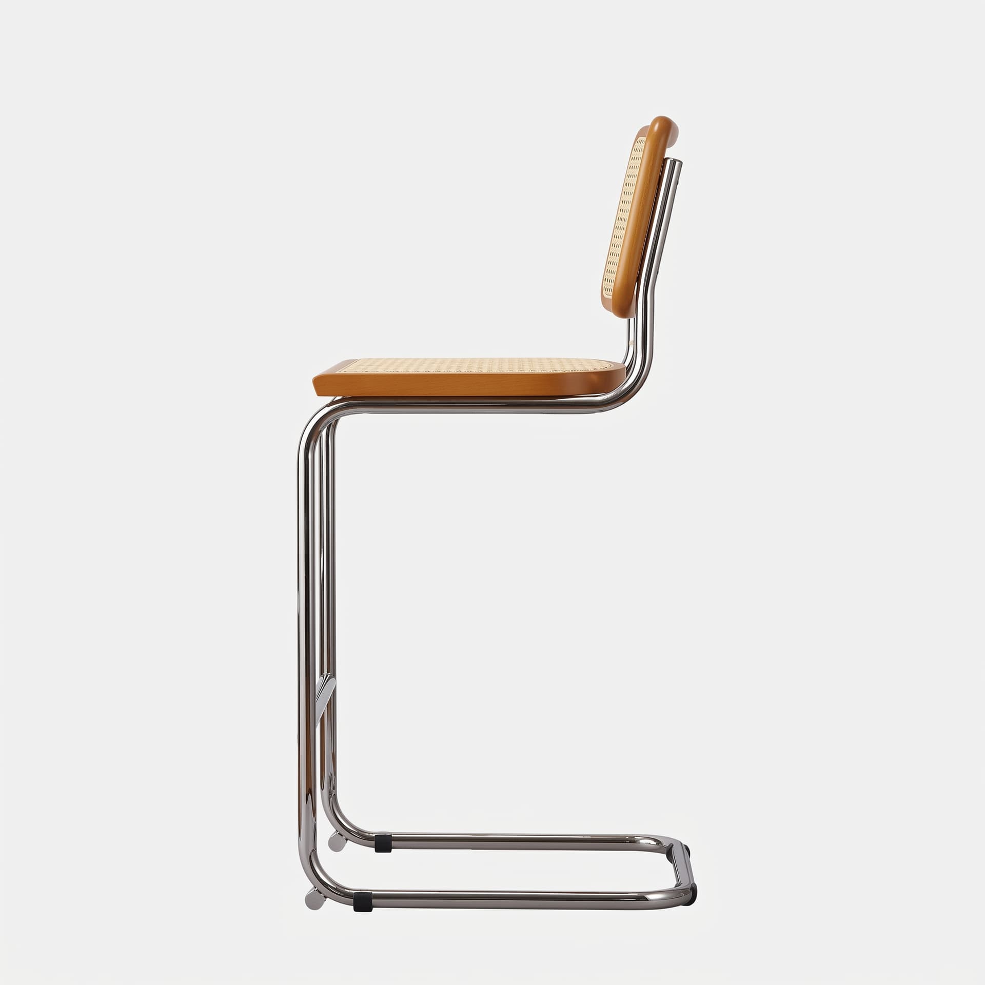 Zestaw dwóch hokerów z giętej stali wg proj. M. Breuer, wys.103 cm, Bauhaus, miodowe - 372909