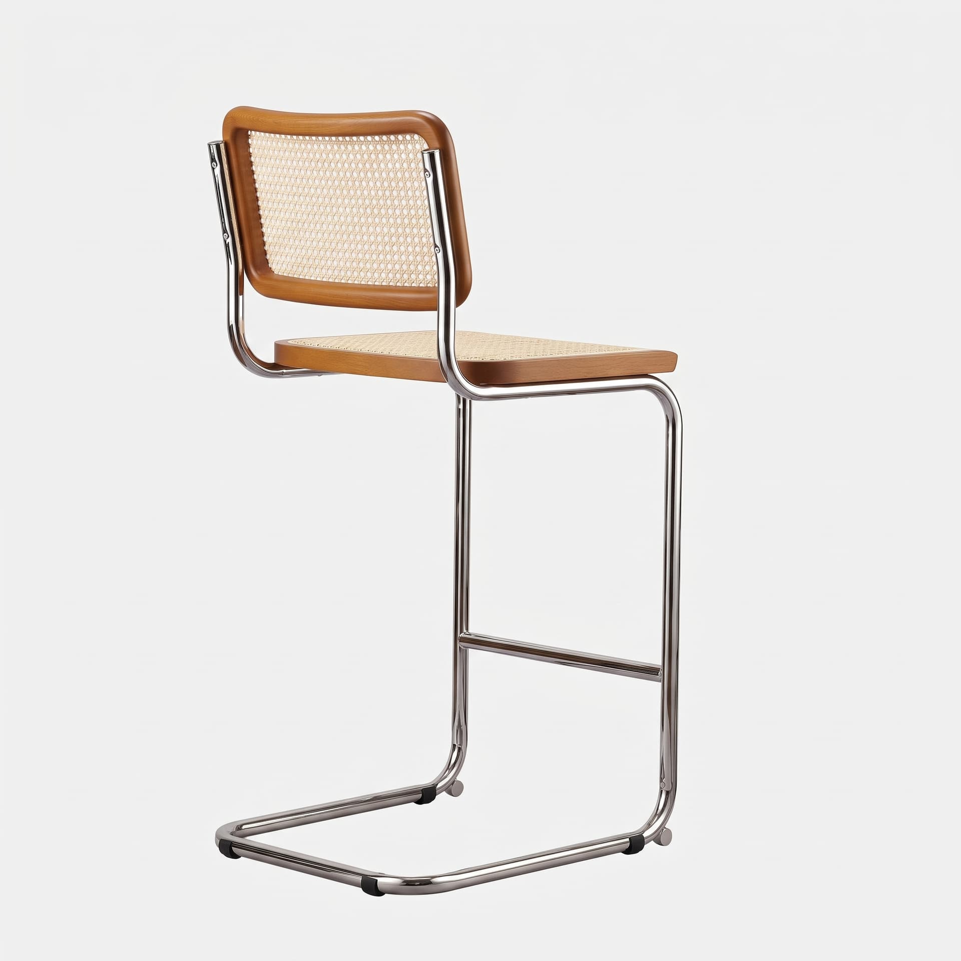 Zestaw dwóch hokerów z giętej stali wg proj. M. Breuer, wys.103 cm, Bauhaus, miodowe - 372910