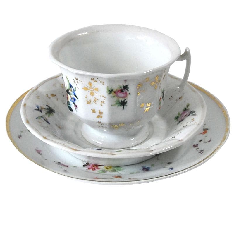 Zestaw śniadaniowy Biedermeier, porcelana biała, Niemcy, XIX w.