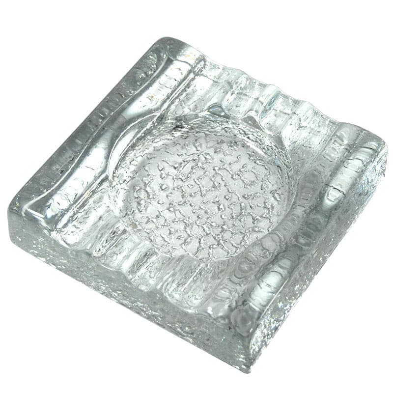 Popielnica duża, szkło transparentne niebieskie, Pukeberg, Szwecja, lata 70.