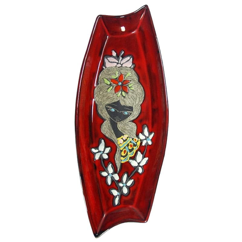 Patera sgraffito, ceramika czerwona, Włochy, lata 50.