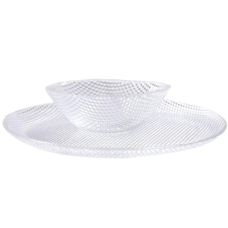 Zestaw szkła stołowego Trigona, szkło transparent, proj. T. Jørgensen, Holmegaard, Dania, lata 80.