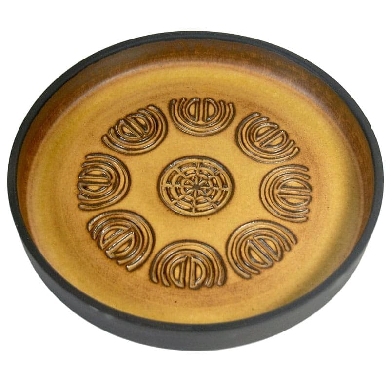Patera ceramiczna, żółty, czarny, ceramika, Frank Keramik, Dania, lata 70.