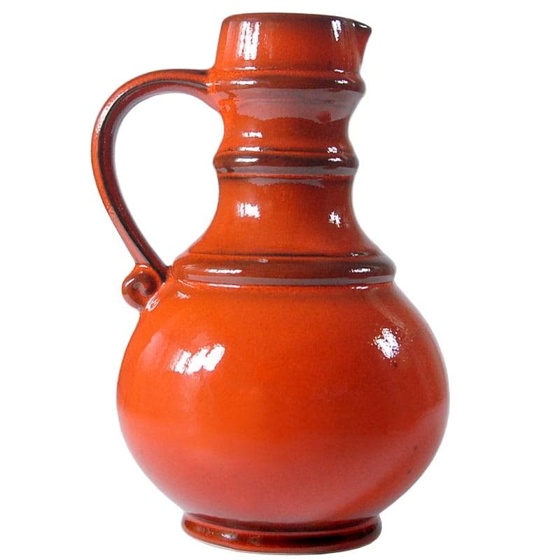 Wazon, czerwony pomarańczowy, ceramika, proj. C. Zalloni, Niemcy, lata 60.