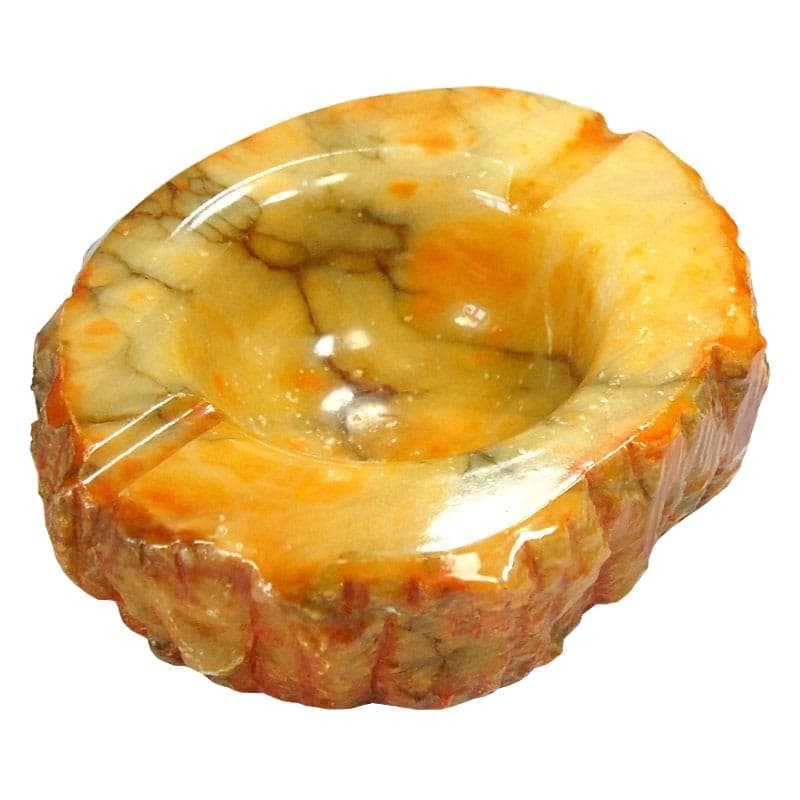 Popielnica duża, alabaster barwiony miodowy, Włochy, lata 60.
