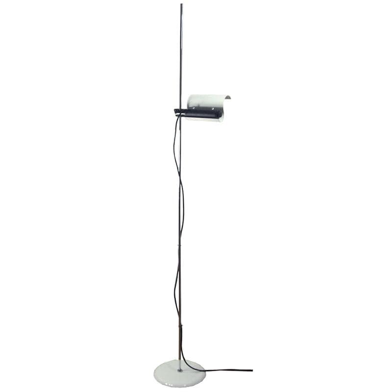 Floor lamp 333 Dim, white, metal chrome, by V. Magistretti, Oluce, Italy, 1970s.