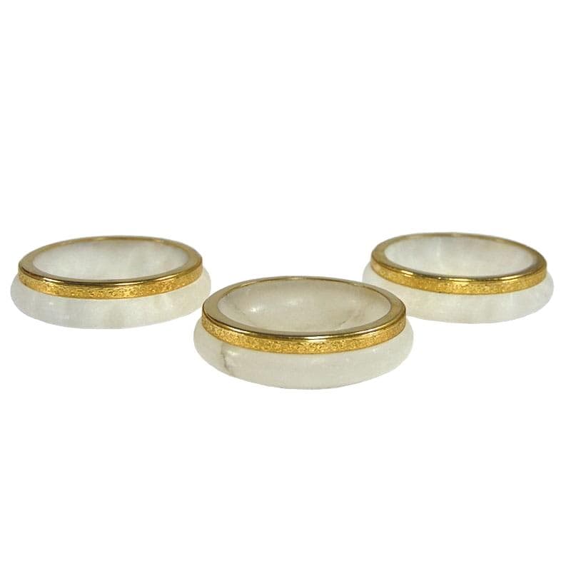 Zestaw trzech pater, alabaster biały, metal złoty, Włochy, lata 80.