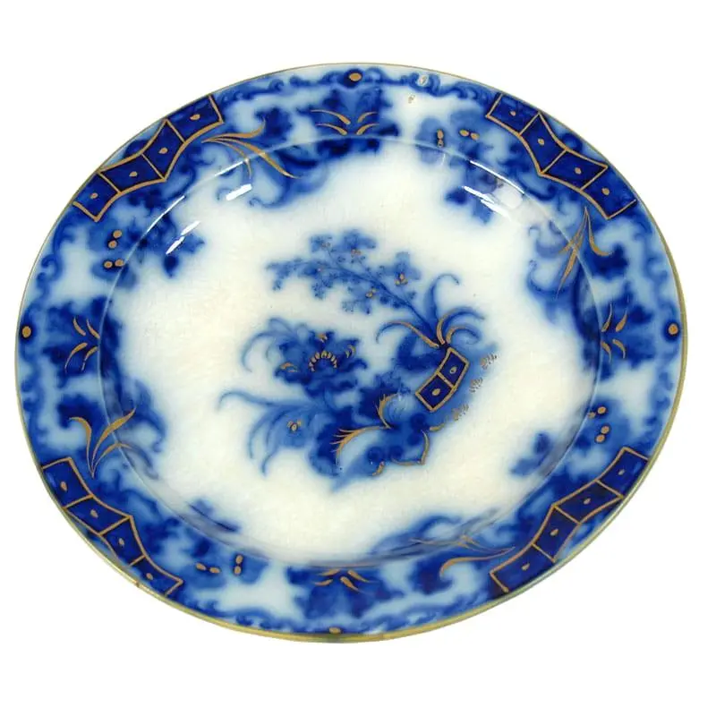 Patera Carleton, niebieska biel złoto, fajans, J & G Alcock, Wielka Brytania, lata 40. XIX w.