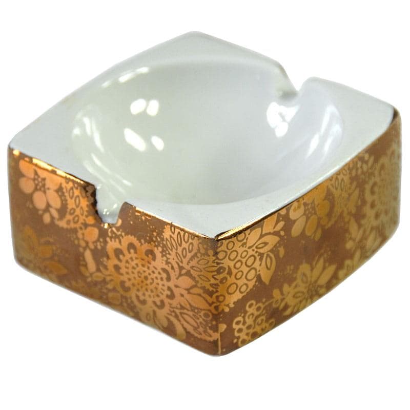Popielniczka Kahla Atelier Design, porcelana biała złota, Niemcy, lata 90.