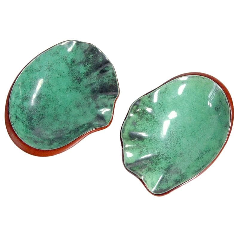 Para pater ceramicznych Terra Sigillata, zielony, brązowy, ceramika, Niemcy, lata 70.