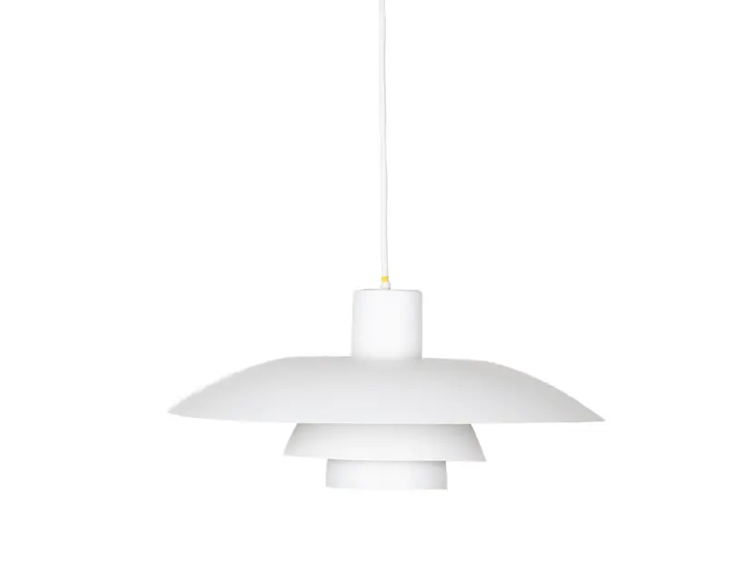 Pendant lamp PH 4/3, white aluminum, by P. Henningsen, Denmark, 1980s.
