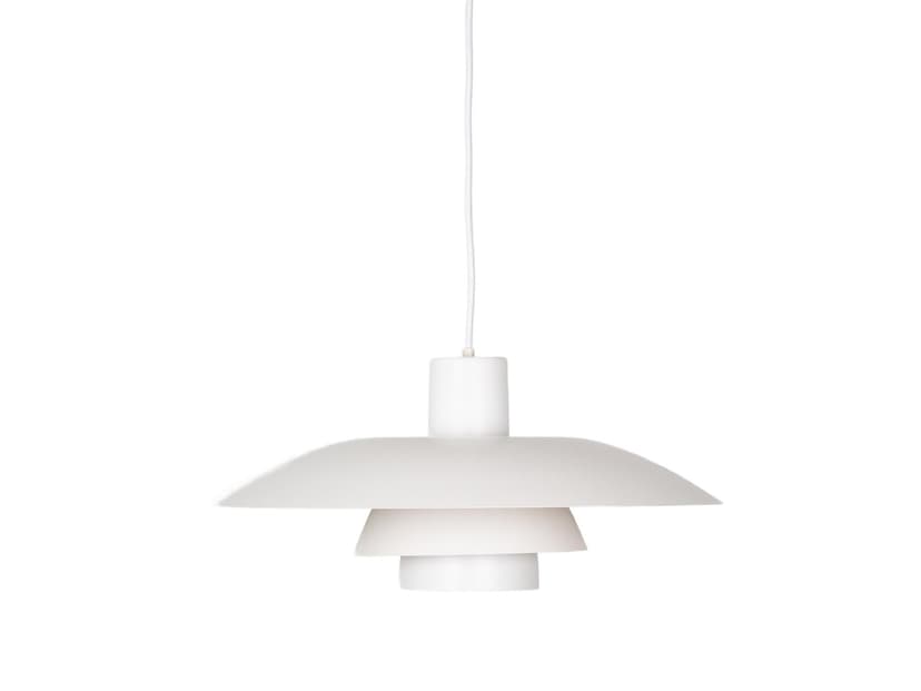 Pendant lamp PH 4/3, white aluminum, by P. Henningsen, Denmark, 1980s.