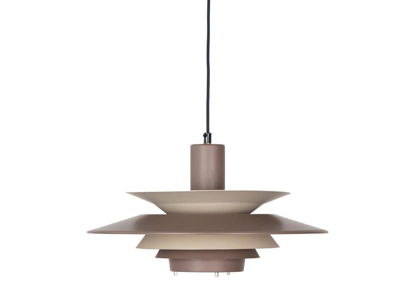 Pendant lamp, brown beige, aluminum, by K. Wiborg, Jeka, Denmark, 1980s.