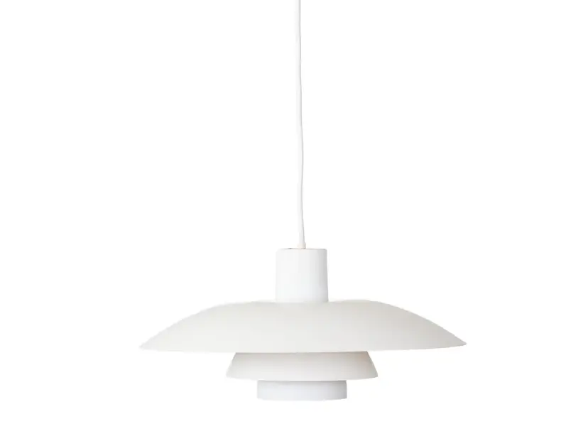 Pendant Lamp PH 4/3, white aluminum, by P. Henningsen, Denmark, 1980s.