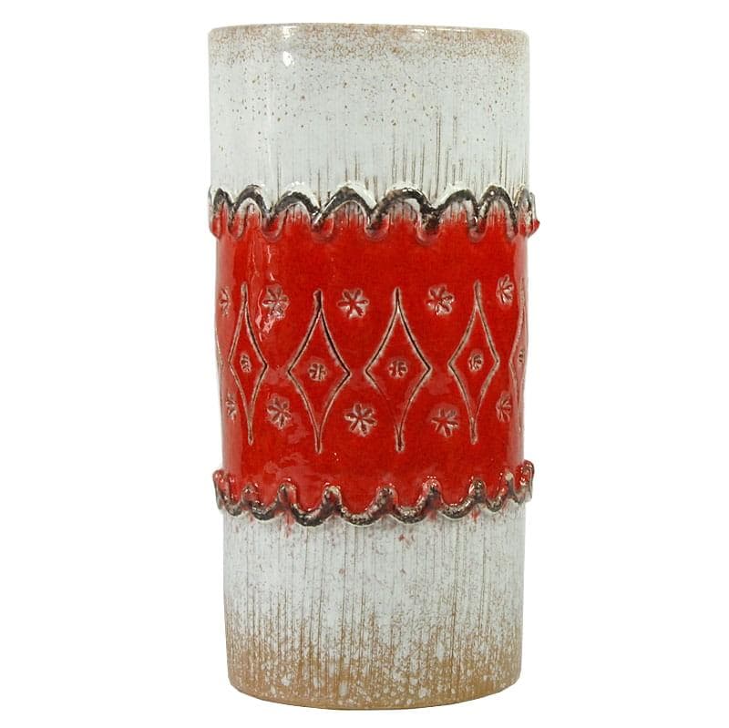 Wazon ceramiczny Nuovo Rinascimento, biały czerwony, ceramika, Włochy, lata 60.
