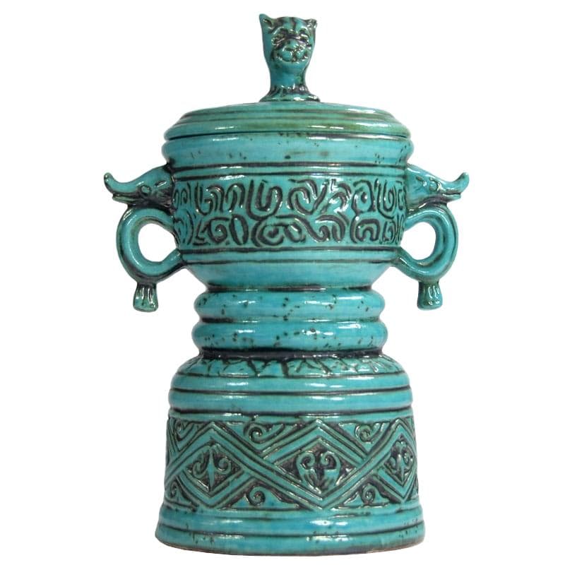 Naczynie ceramiczne, turkusowy niebieski, ceramika, Jasba, Niemcy, lata 60.