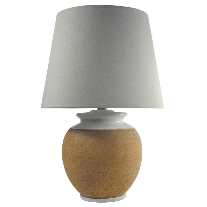 Table Lamp Da Vinci, brown ceramic, grey fabric, Italy, 1980s.