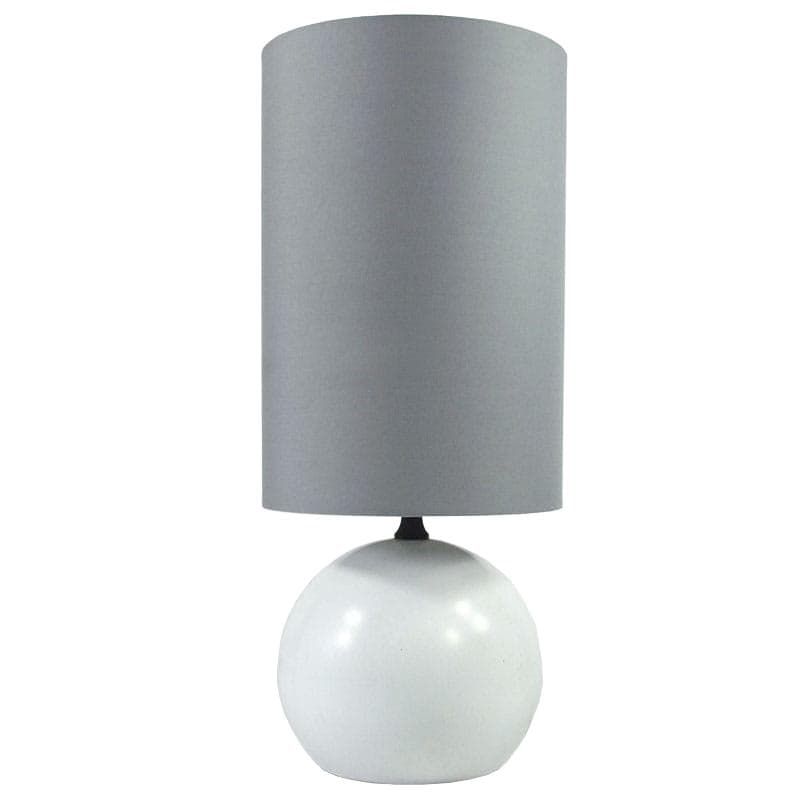 Table Lamp Space Age, white metal, grey synthetic fabric, France, 1980s.