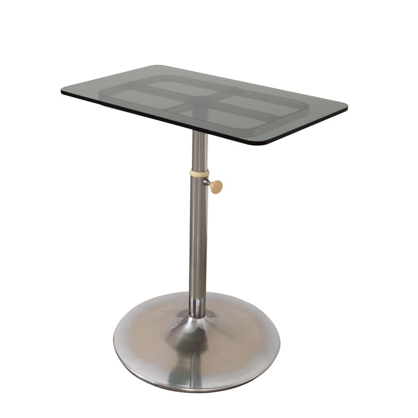 Side table, black glass, silver stainless steel, Italy, 1970s.