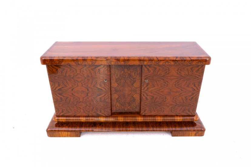 Sideboard Art Deco, brown walnut, Poland, 1930s