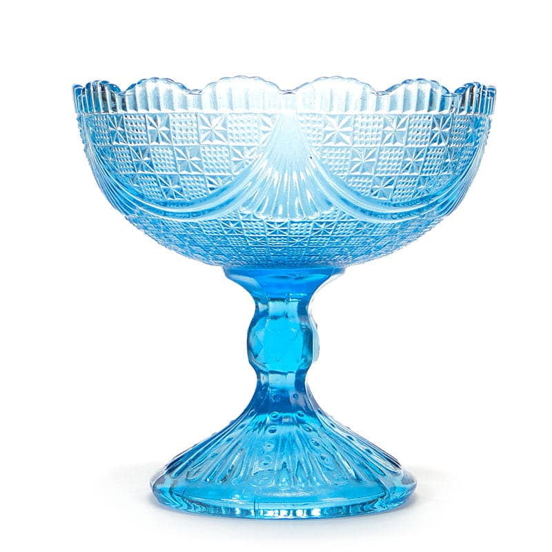 Fruit Bowl, turquoise glass, Ząbkowice, Poland, 1970s.