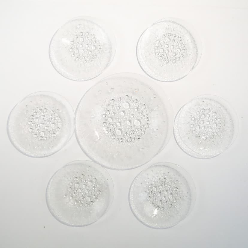 Tableware set Asteroid, transparent soda-lime glass, by J. Drost, Ząbkowice, Poland, 1960s.