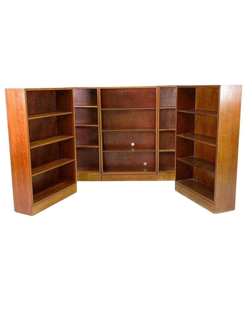 Set of five bookcases, brown mahogany, by F. Henningsen, Denmark, 1940s