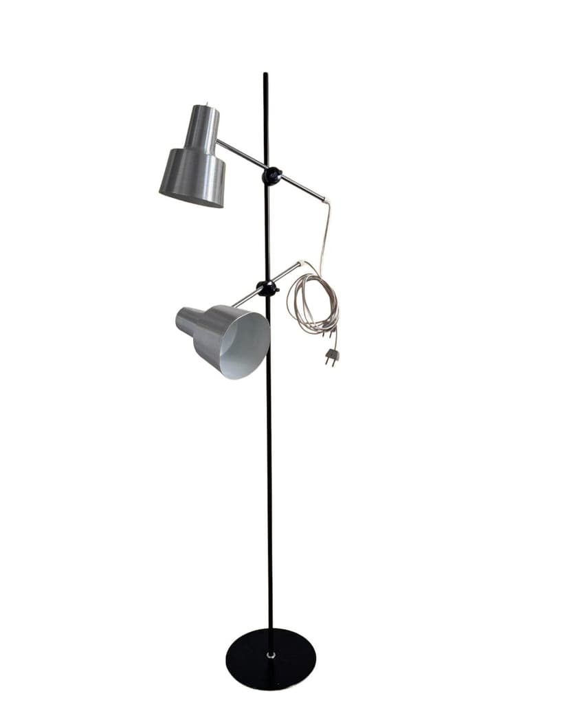 Floor lamp, black metal, silver metal, Denmark, 1960s.