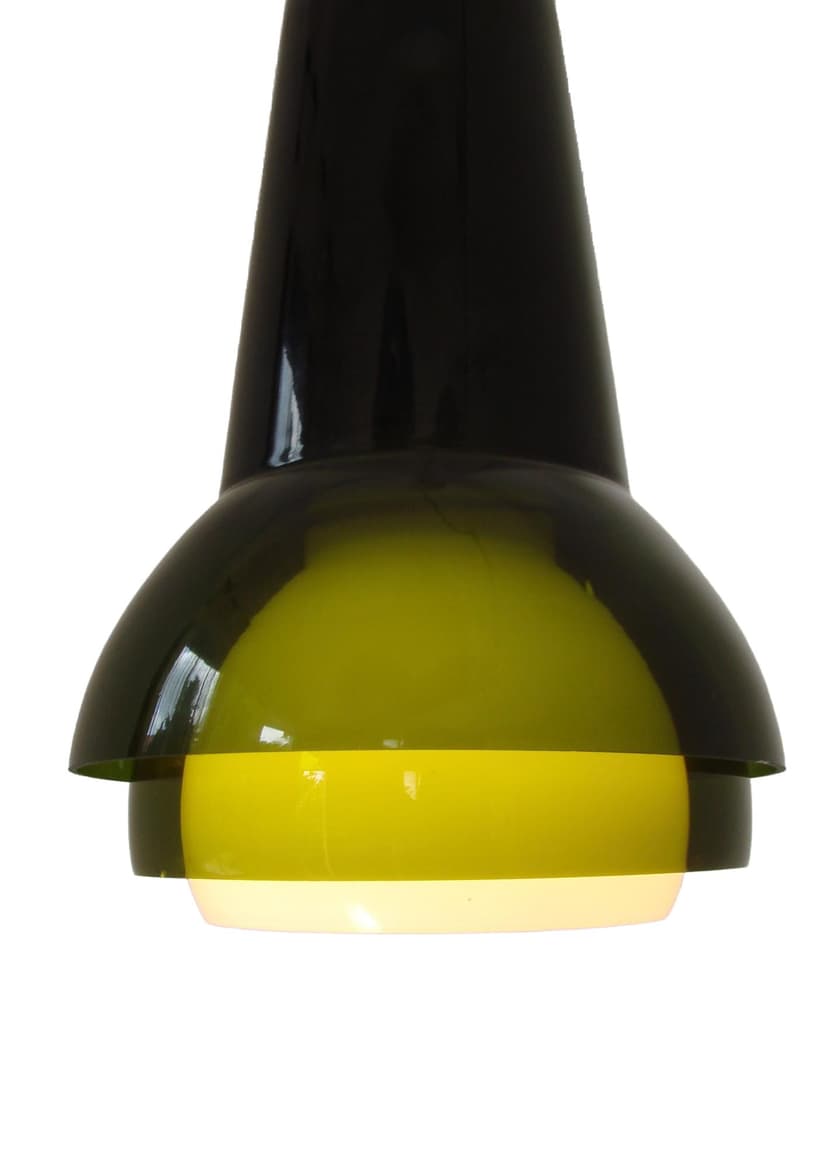 Lampa wisząca, szkło oliwkowozielony, żółty, biały, Form Light, Dania, lata 70.
