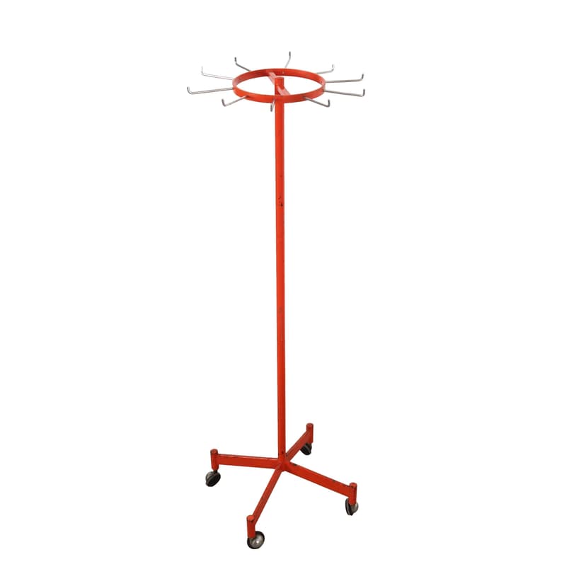 Rotary Standing Coat Rack, red, metal, Denmark, 1970s.