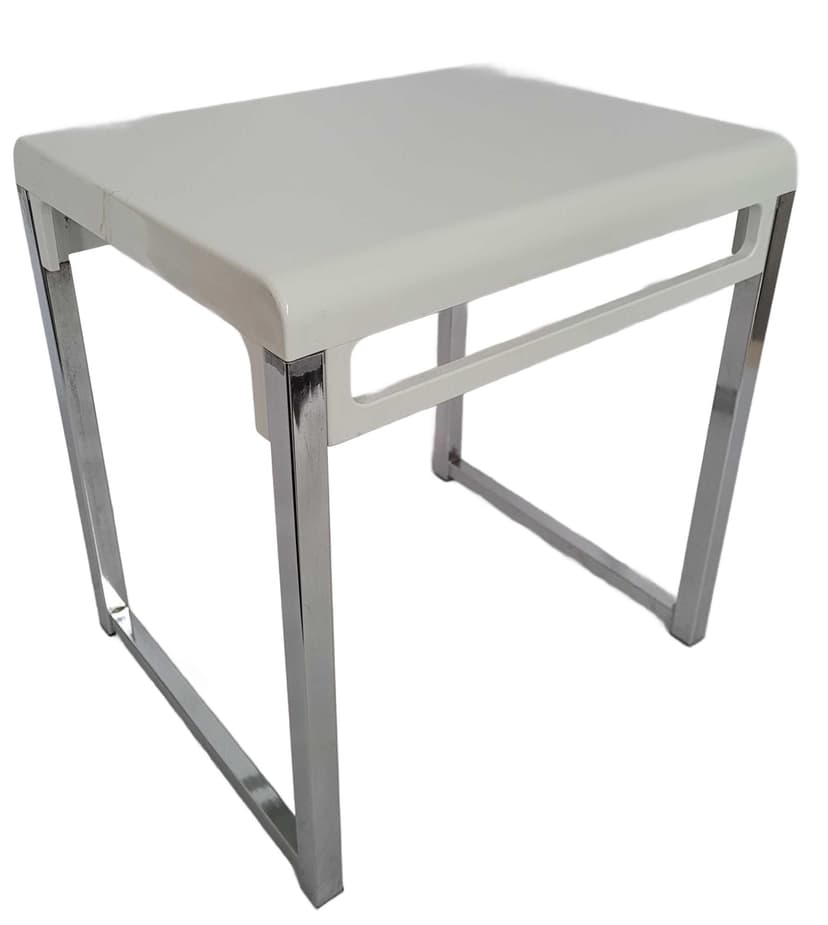 Side table bar cart, white plastic, chrome, by M. Berthier, France, 1970s.
