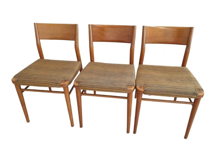 Chair Wilkhahn, brown wood, multicolor fabric, Germany, 1960s.