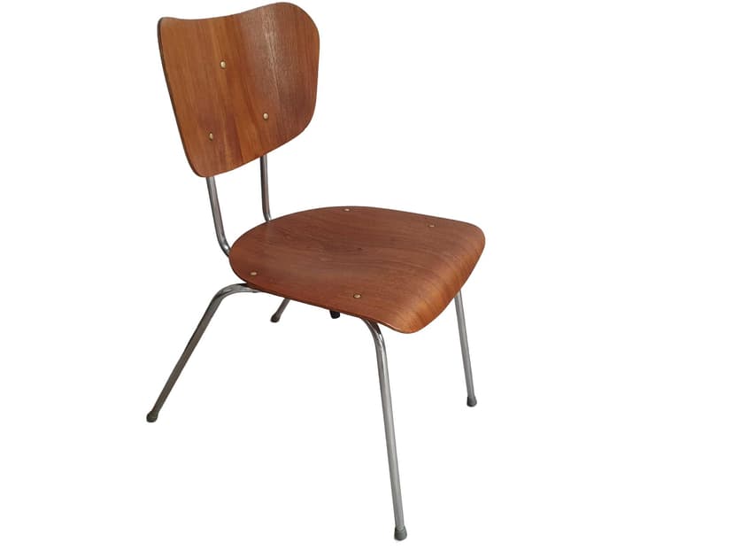 Chair TF05, brown plywood, chromed metal, by Felkel, Thonet, Austria, 1960s.