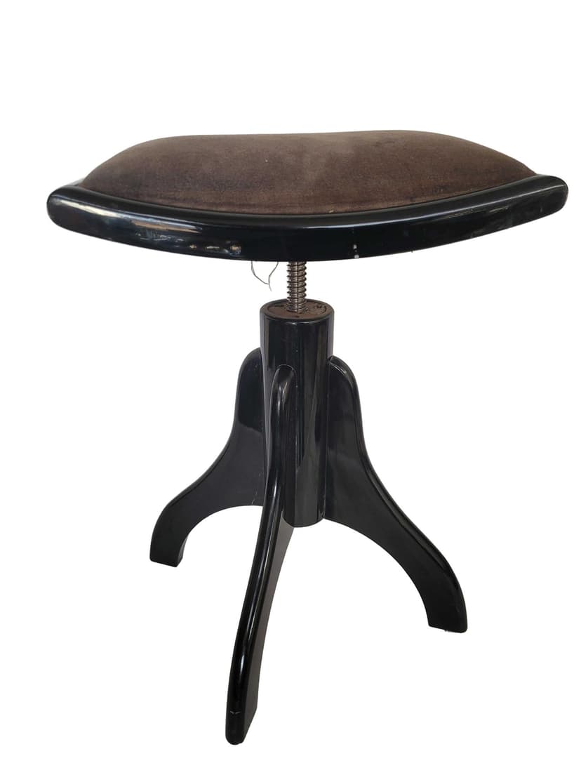 Piano stool, brown velvet, black wood, early 20th c.