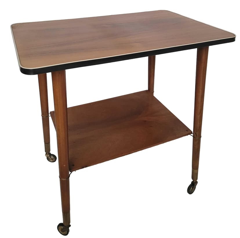 Side Table Patyczak, brown black white, wood, Poland, 1960s.