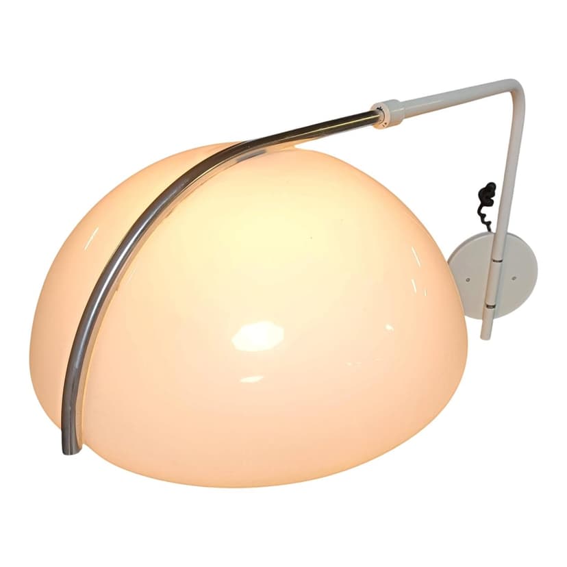Lampa ścienna, kremowy plastik, chrom, proj. L. Massoni, Guzzini, Włochy, lata 70.