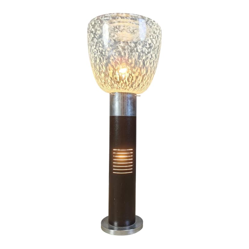 Floor Lamp Space Age, Murano glass white transparent, metal brown silver, Mazzega, Italy, 1970s.