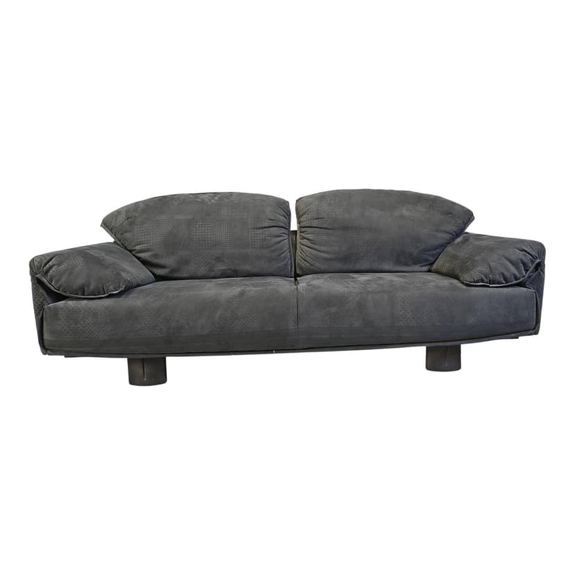 Two-seater sofa, grey velvet, black legs, Saporiti Italia, Italy, 1980s.